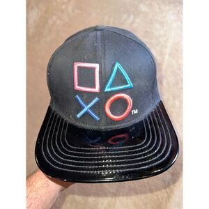 Playstation Controller Symbols Bioworld Adjustable Snapback Cap Hat Black GUC‎